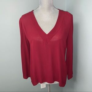 ZARA red long sleeve V-Neck shirt women’s size medium